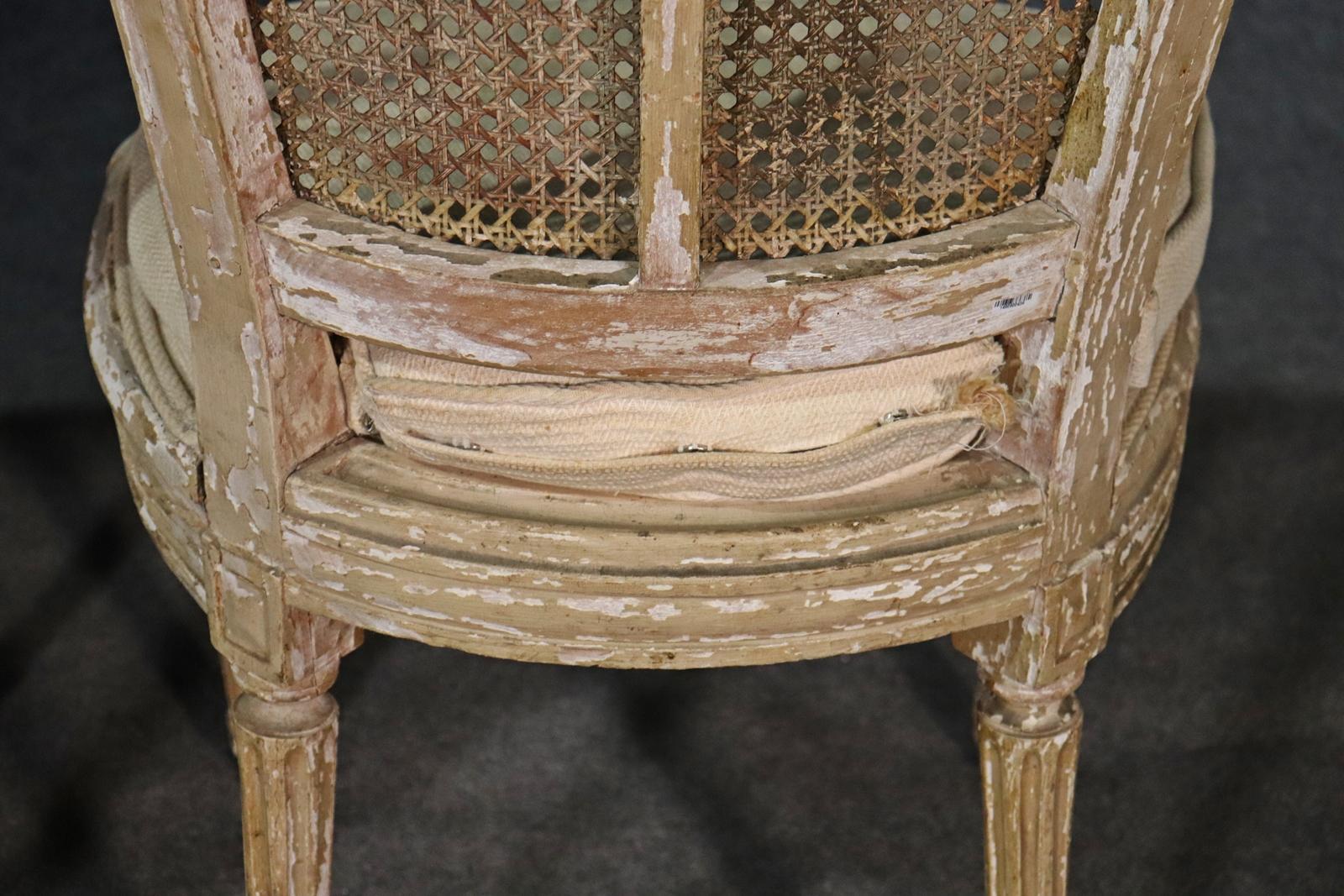 Pair of Antique Paint Decorated Cane Back French Louis XVI Chairs, Circa 1860s For Sale 7