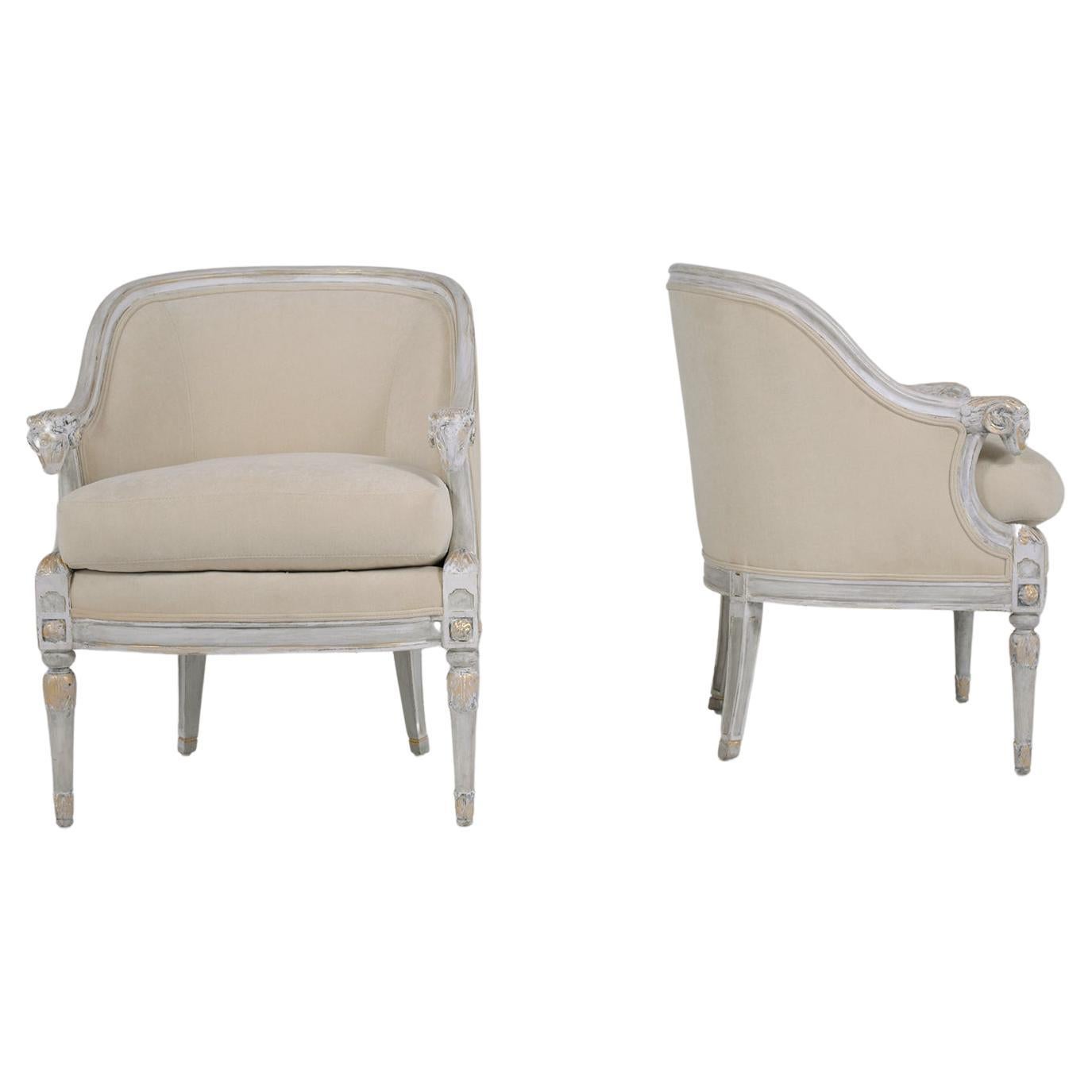 Empire Pair of Antique Painted Armchairs