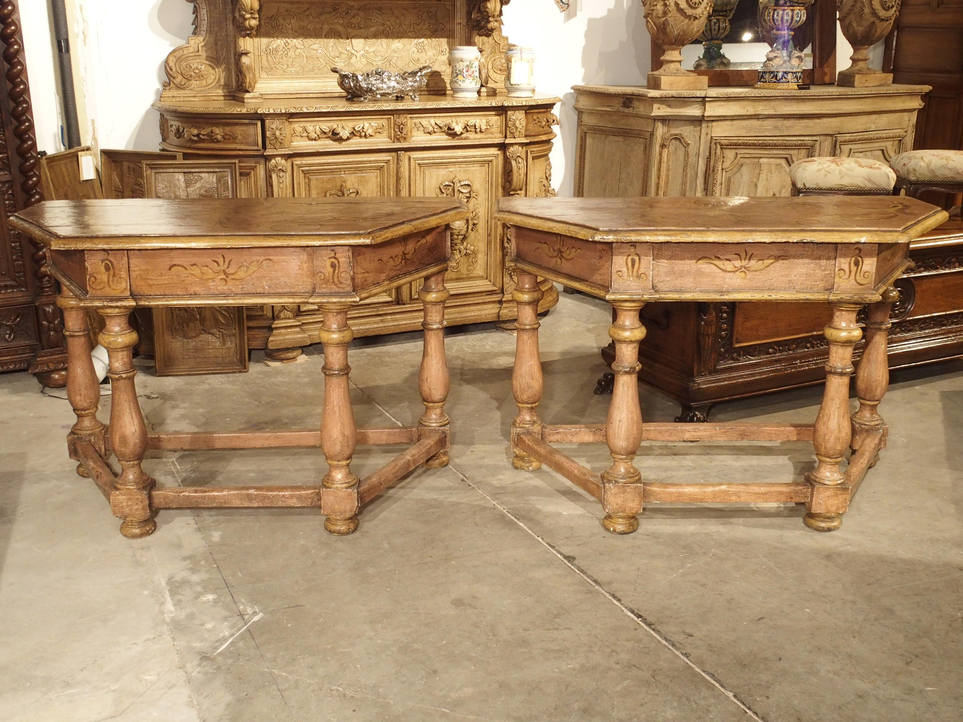 Pair of Antique Painted Console Tables from Northern Italy, circa 1800 For Sale 8