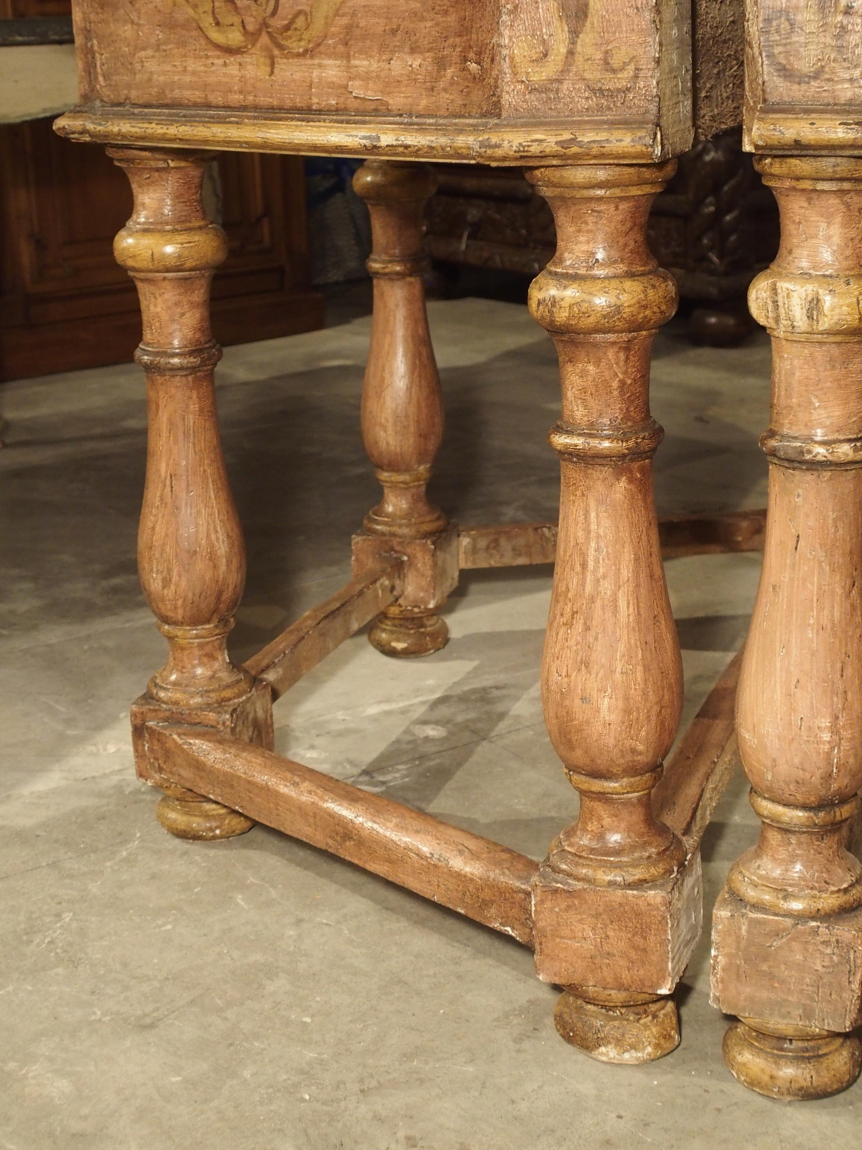 19th Century Pair of Antique Painted Console Tables from Northern Italy, circa 1800 For Sale