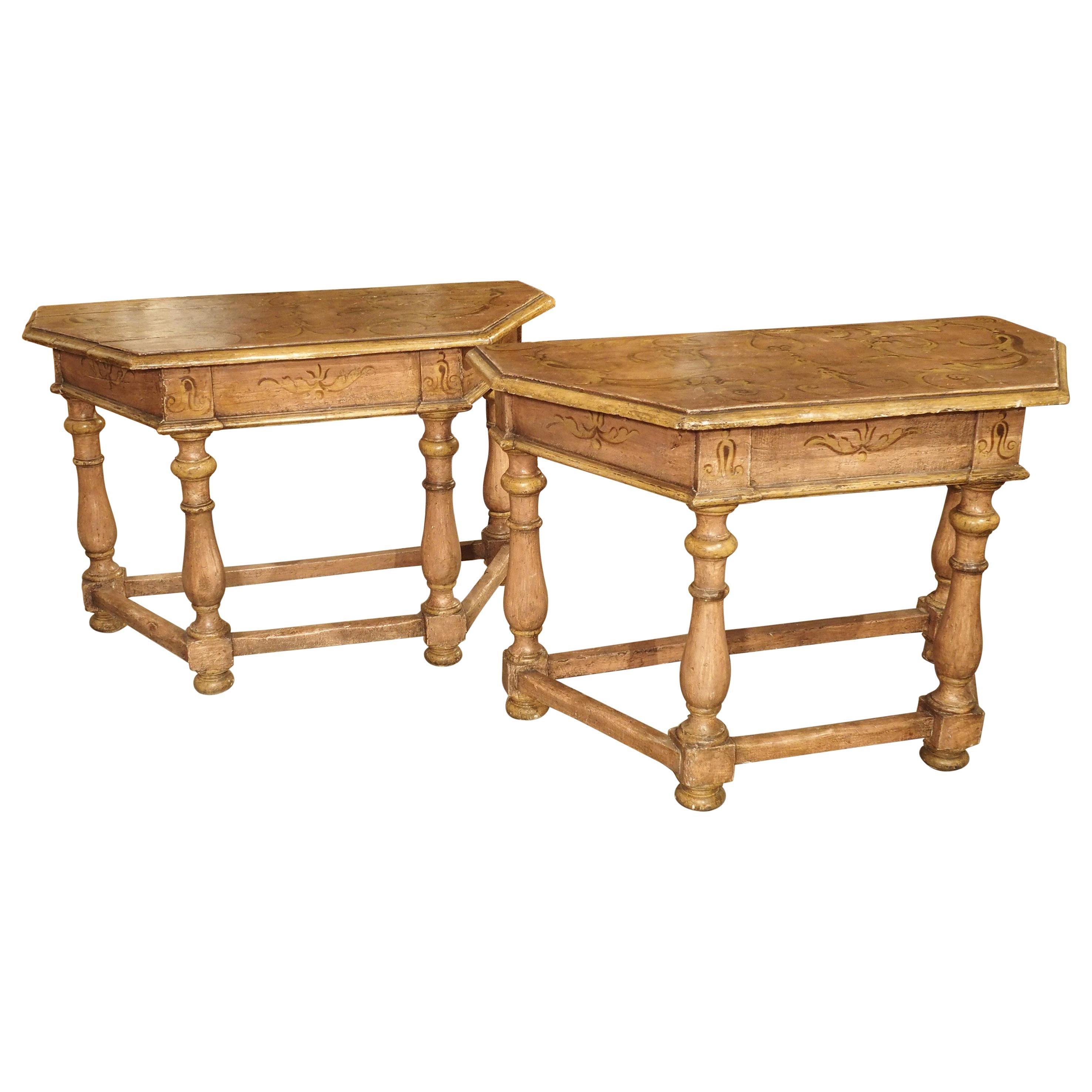 Pair of Antique Painted Console Tables from Northern Italy, circa 1800 For Sale