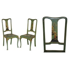 PAR DE SILLONES ANTIGUOS DE EXPORTACIÓN CHINA CON ACABADO PINTADO EN VERDE CHINOISERIE