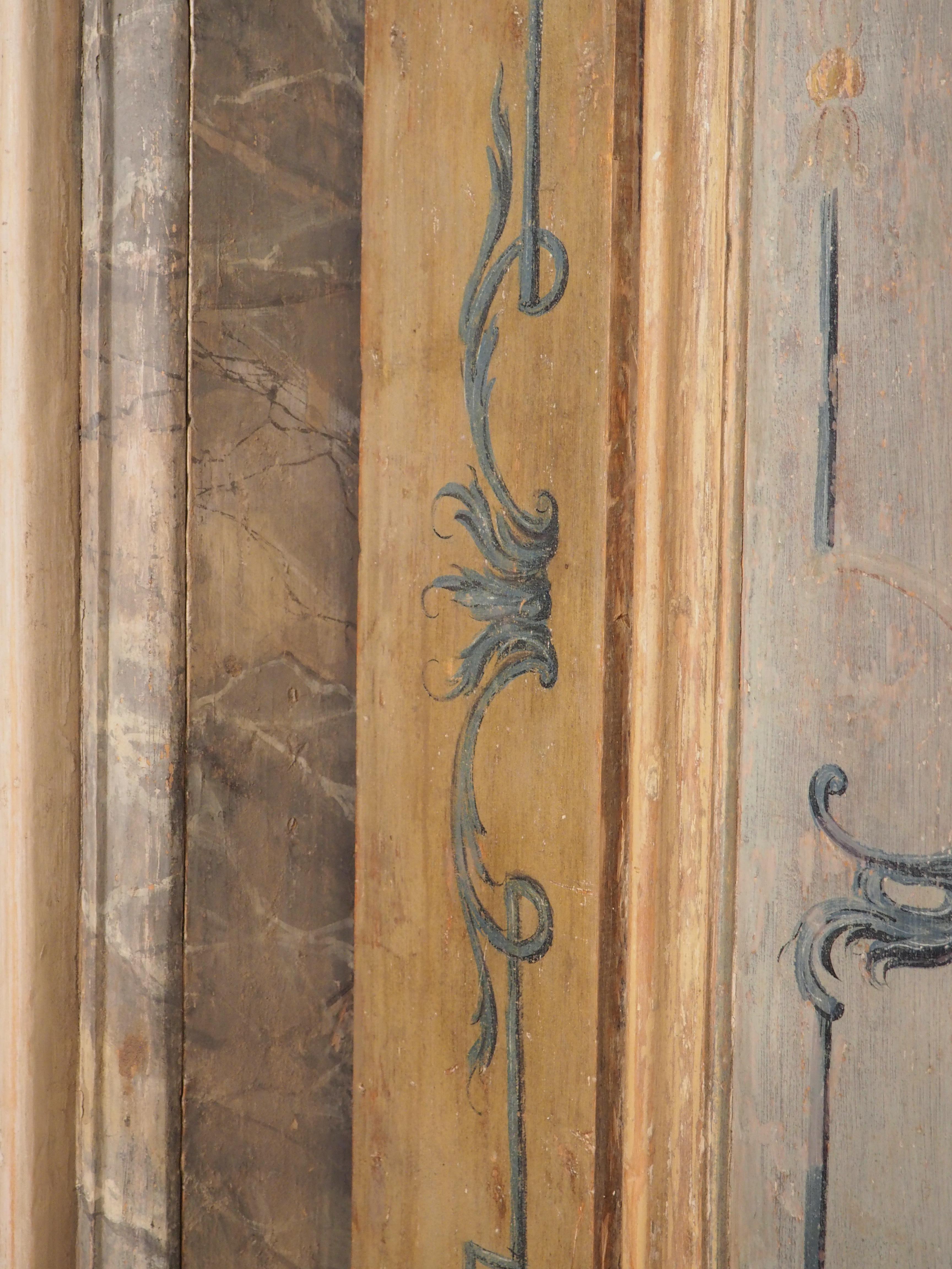 Pair of Antique Painted Italian Doors with Frame, Circa 1780 4