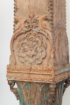 Pair of Antique Painted Wood Columns