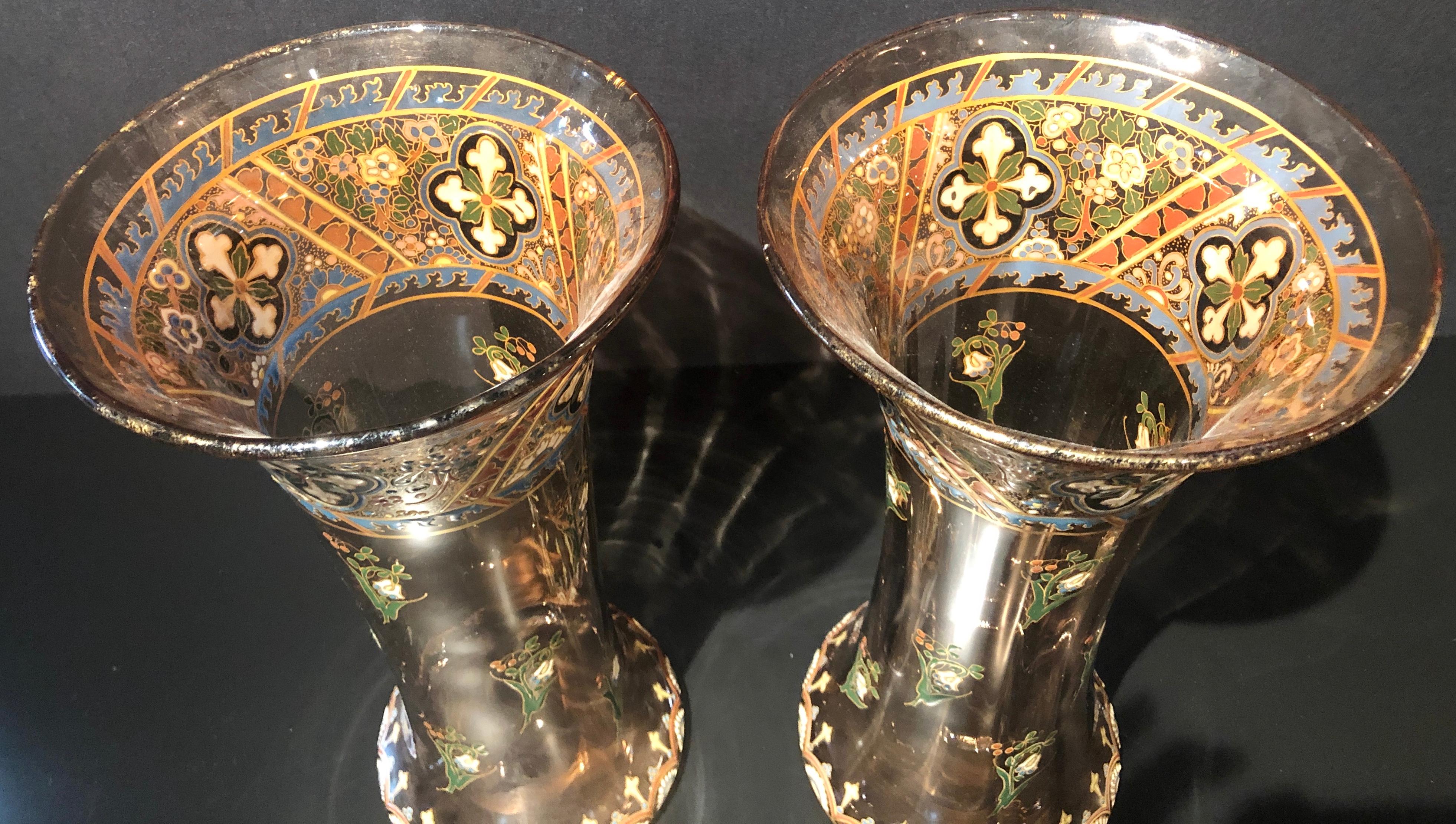 Pair of Antique Palatial French Jeweled Vases or Urns Emile Galle Style  For Sale 13