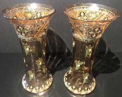 Pair of Antique Palatial French Jeweled Vases or Urns Emile Galle Style