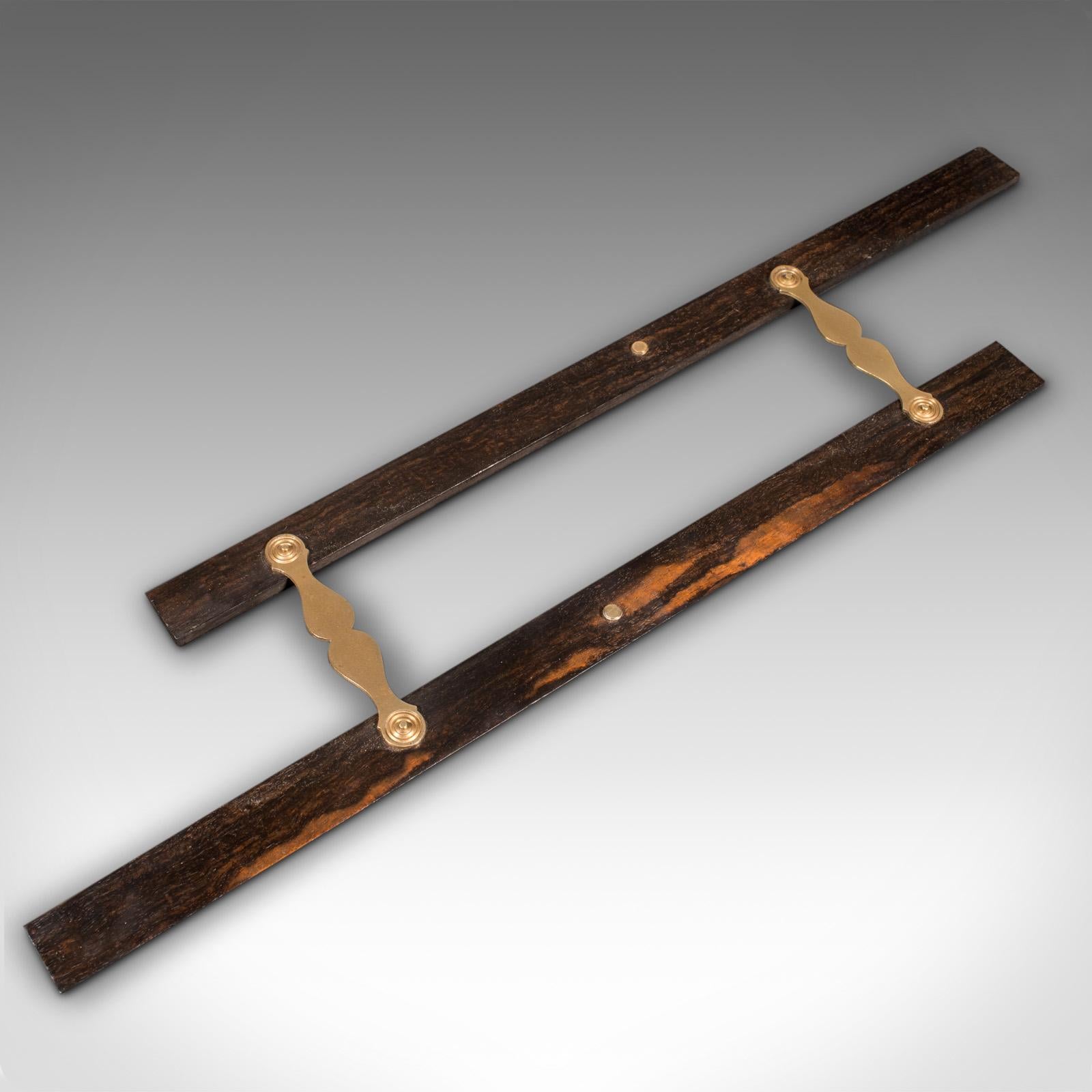 British Pair of Antique Parallel Rulers, English, Coromandel, Draughtsman's Instrument For Sale