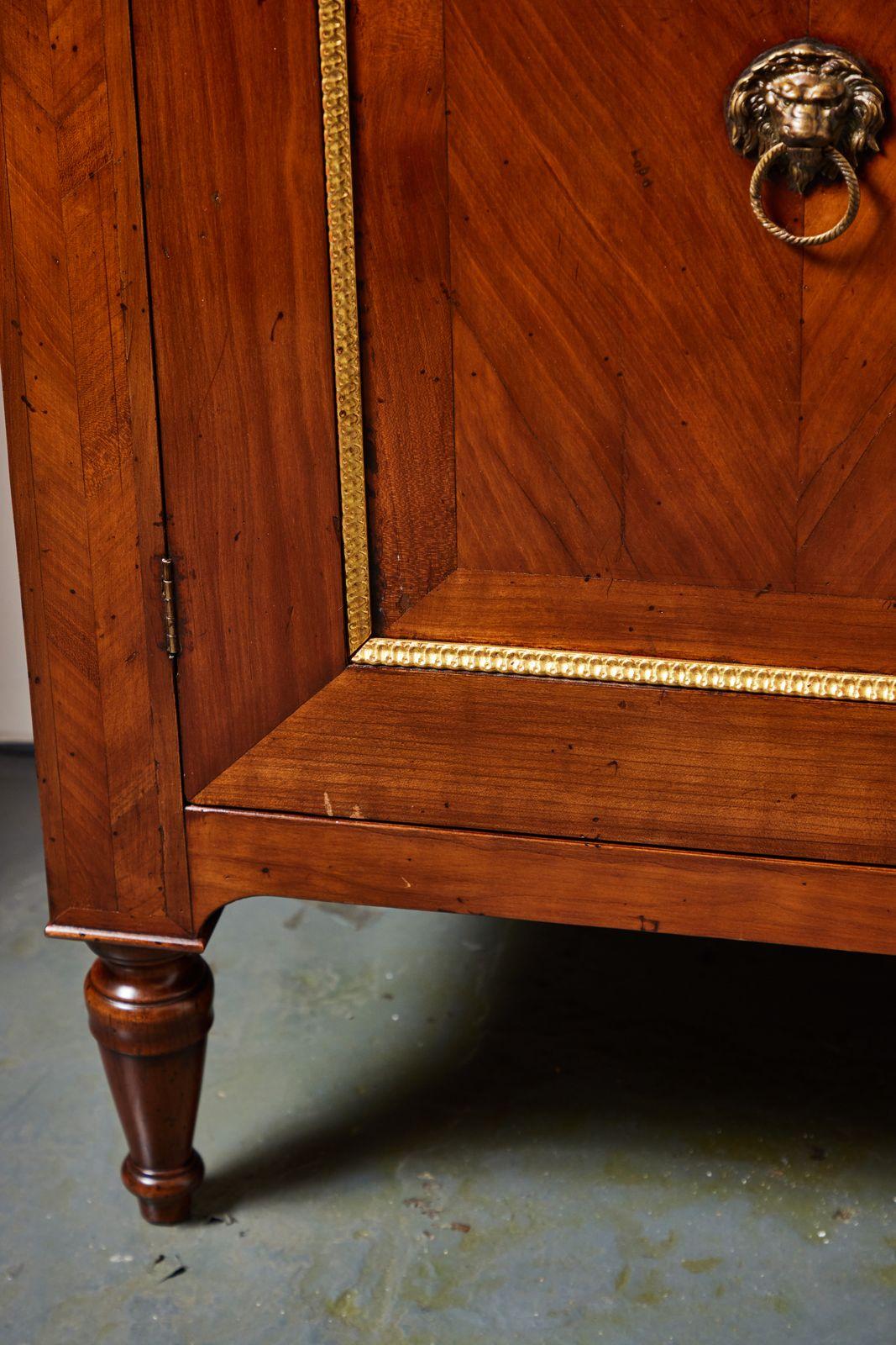 Italian Pair of Antique, Parcel Gilt, Veneered Cabinets