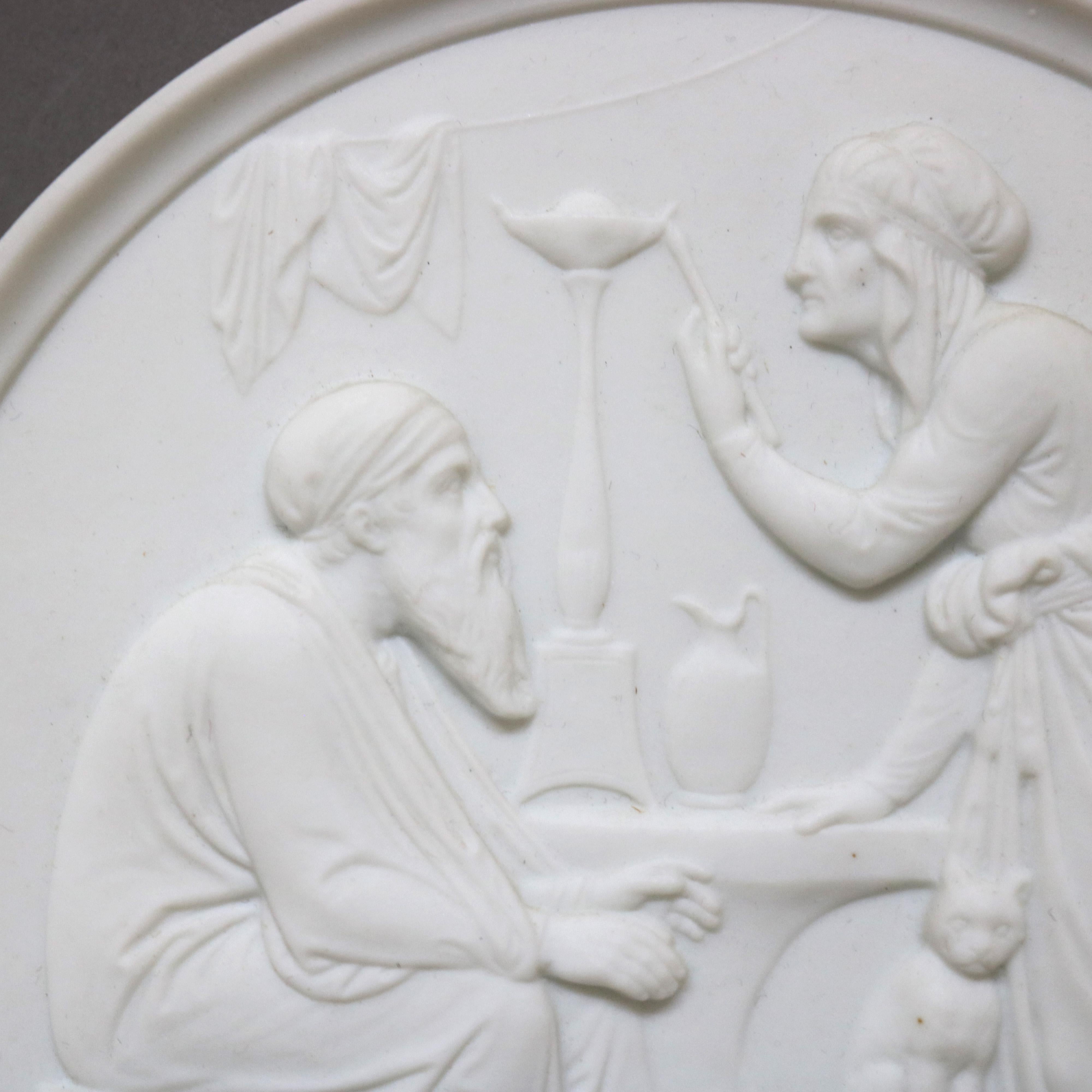 Paire de plaques anciennes en porcelaine classique de Parian Ware C1880 en vente 1