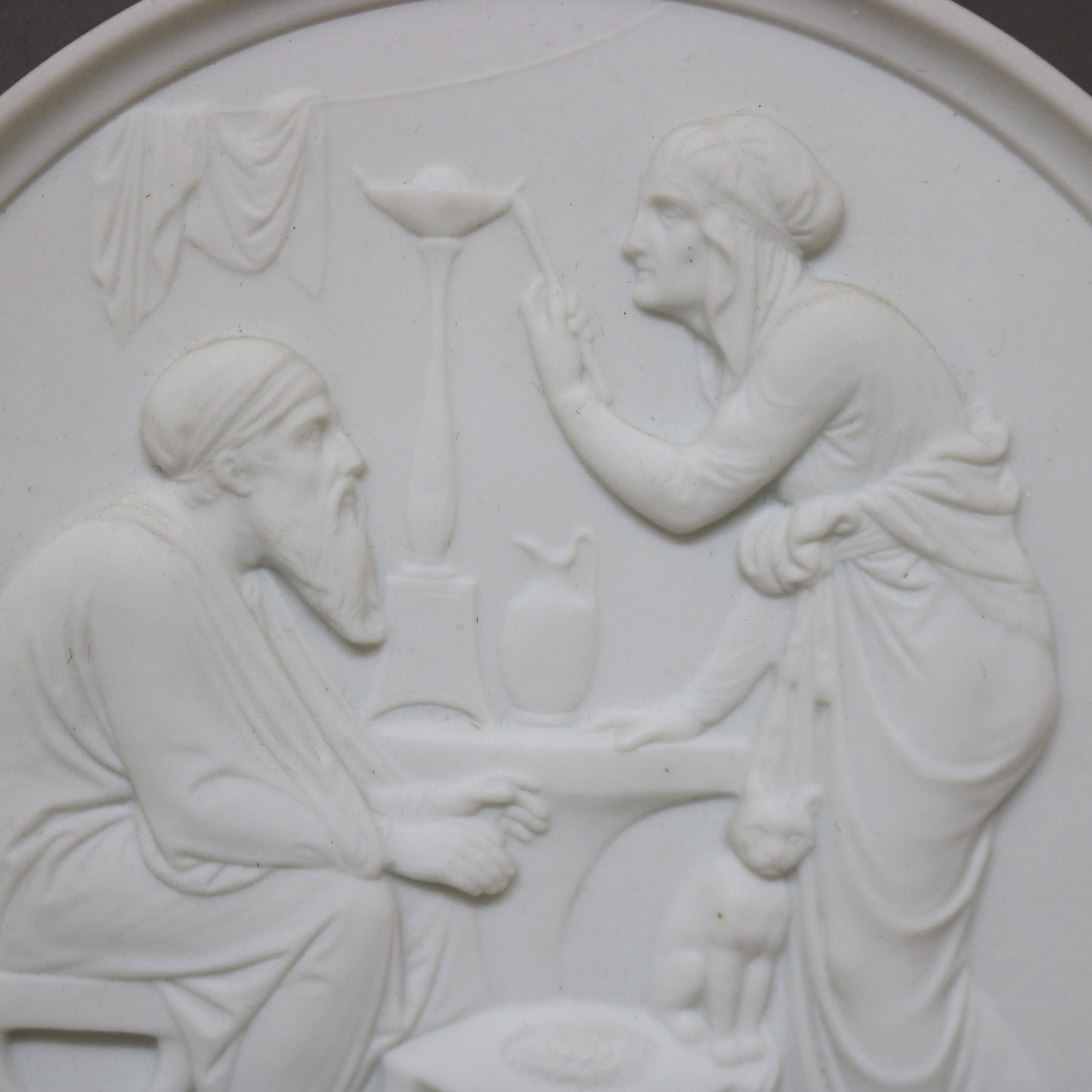 Paire de plaques anciennes en porcelaine classique de Parian Ware C1880 en vente 2