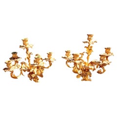 Pair of Antique Parisian Gilt Bronze Wall Sconces Pair of Antique Parisian Gilt Bronze Wall Sconces