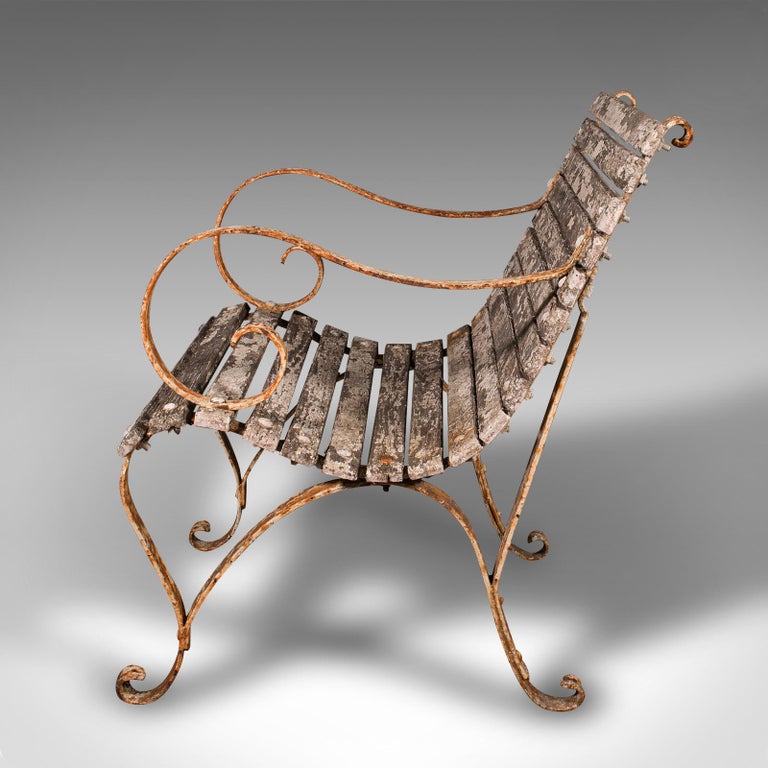 Pair of Antique Patio Chairs, English, Teak, Iron, Garden, Veranda ...