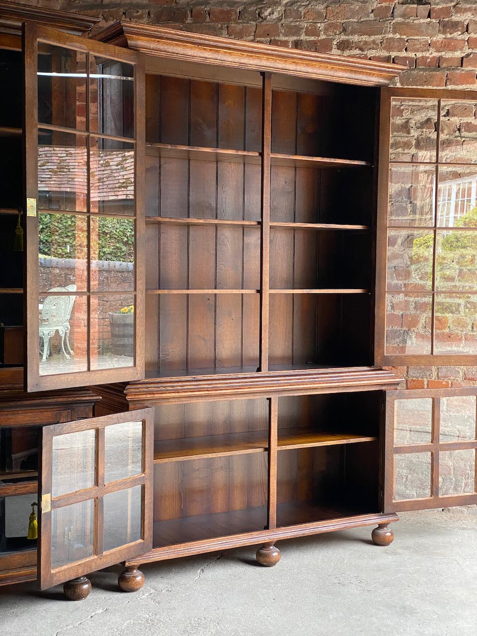 Victorian Pair of Antique Pepys Bookcases Matching Pair Oak Mid Twentieth Century