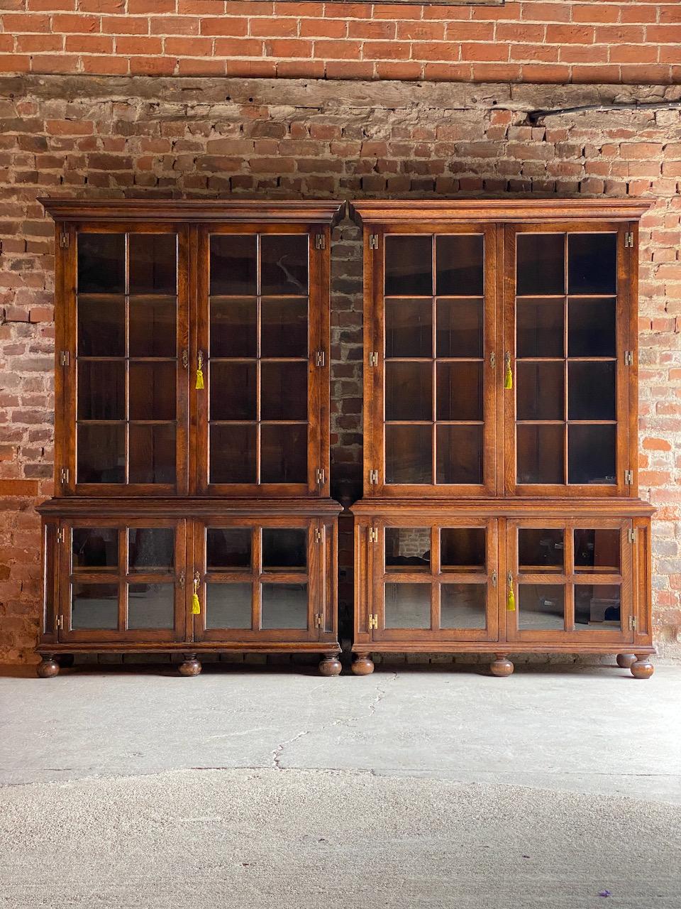Victorian Pair of Antique Pepys Bookcases Matching Pair Oak Mid Twentieth Century