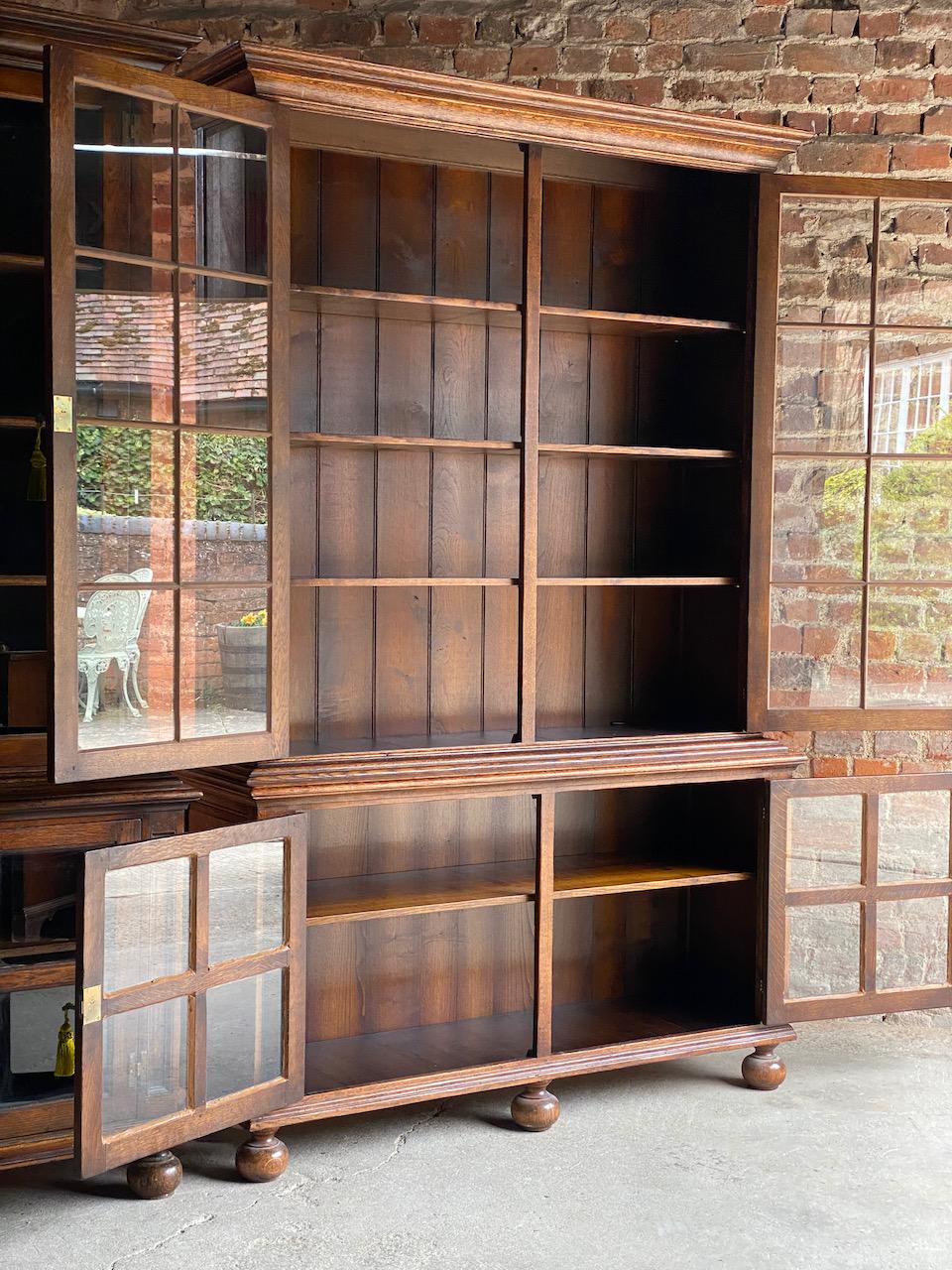 British Pair of Antique Pepys Bookcases Matching Pair Oak Mid Twentieth Century