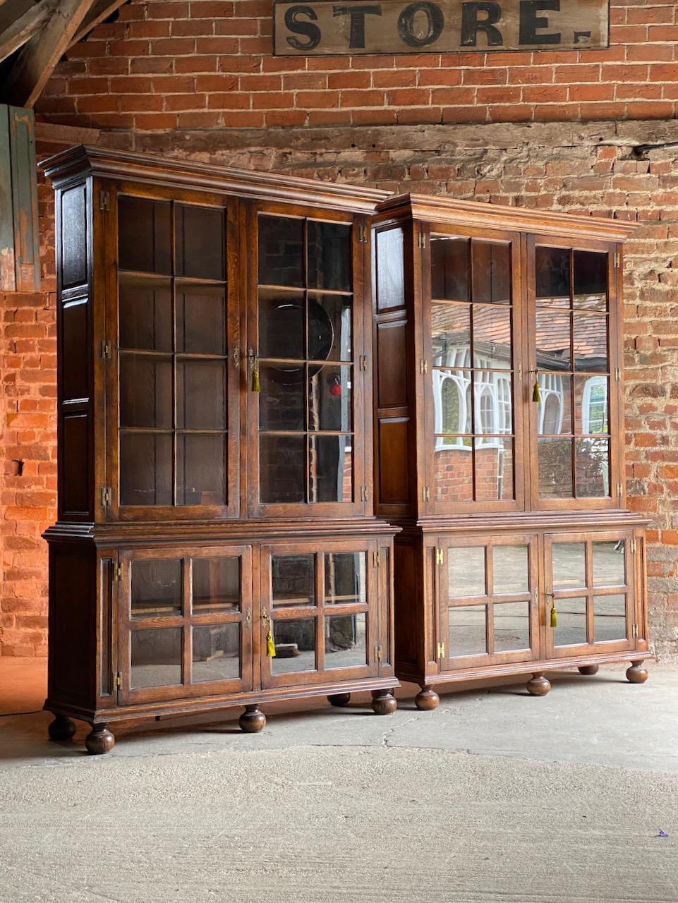 Pair of Antique Pepys Bookcases Matching Pair Oak Mid Twentieth Century 2