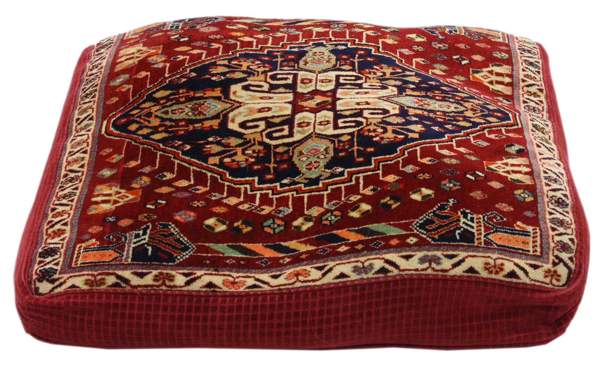 Pair of Antique Persian Floor Cushions Poshti Pillows For Sale 4