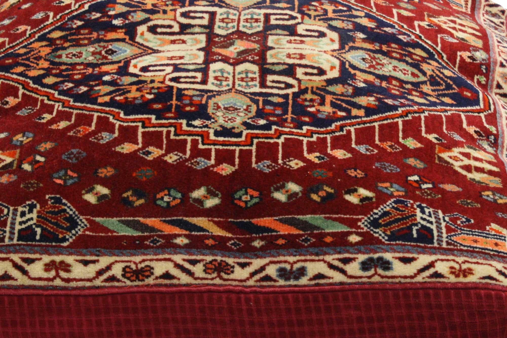20th Century Pair of Antique Persian Floor Cushions Poshti Pillows For Sale