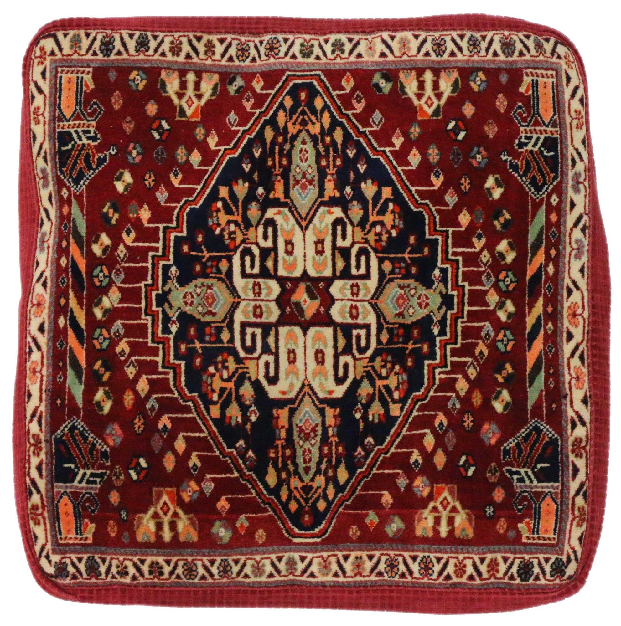 Pair of Antique Persian Floor Cushions Poshti Pillows For Sale 1