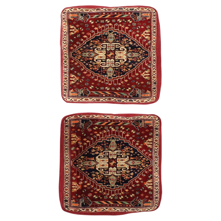 Pair of Antique Persian Floor Cushions Poshti Pillows For Sale at 1stDibs