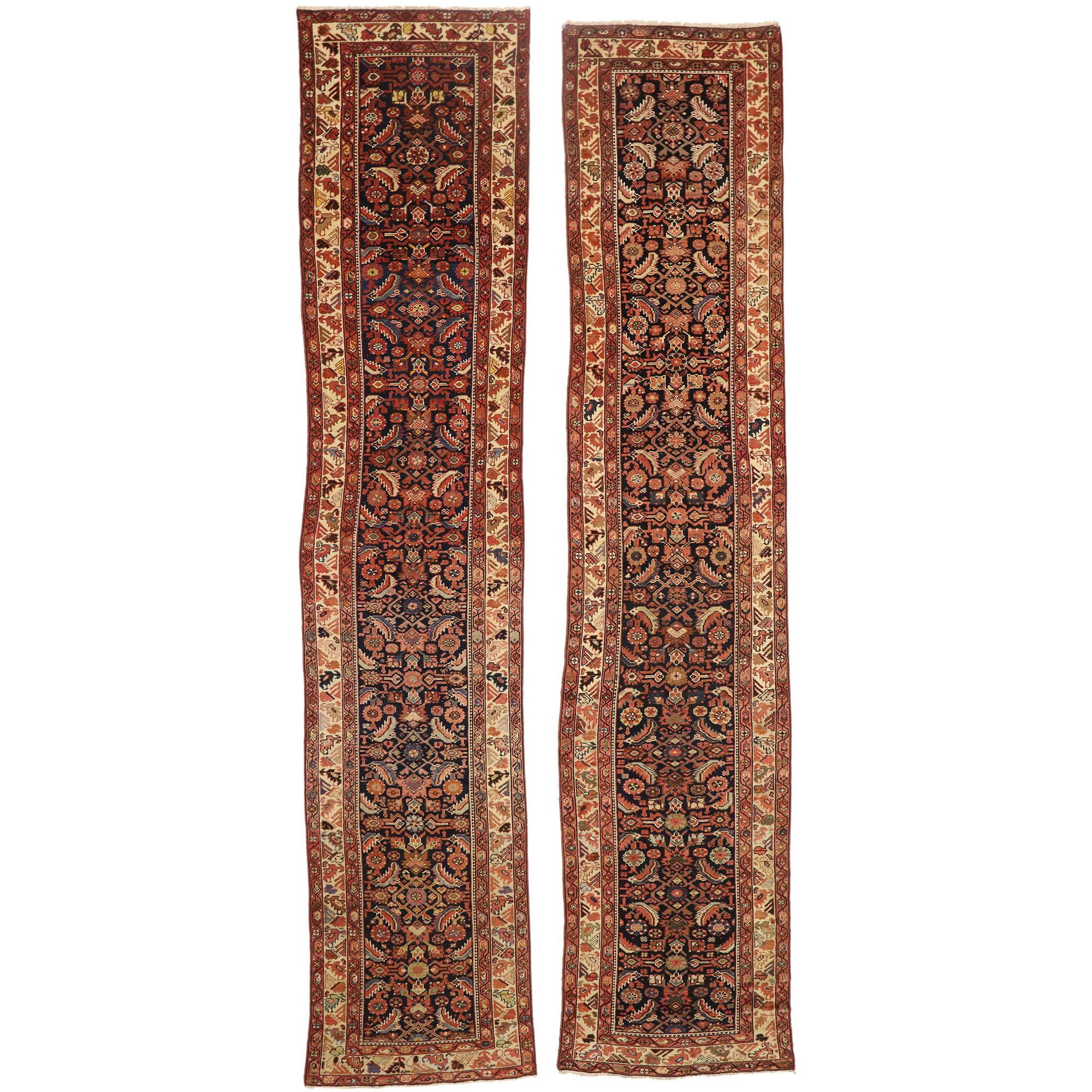 Pair of Antique Persian Malayer Carpet Runners, Matching Hallway Runners