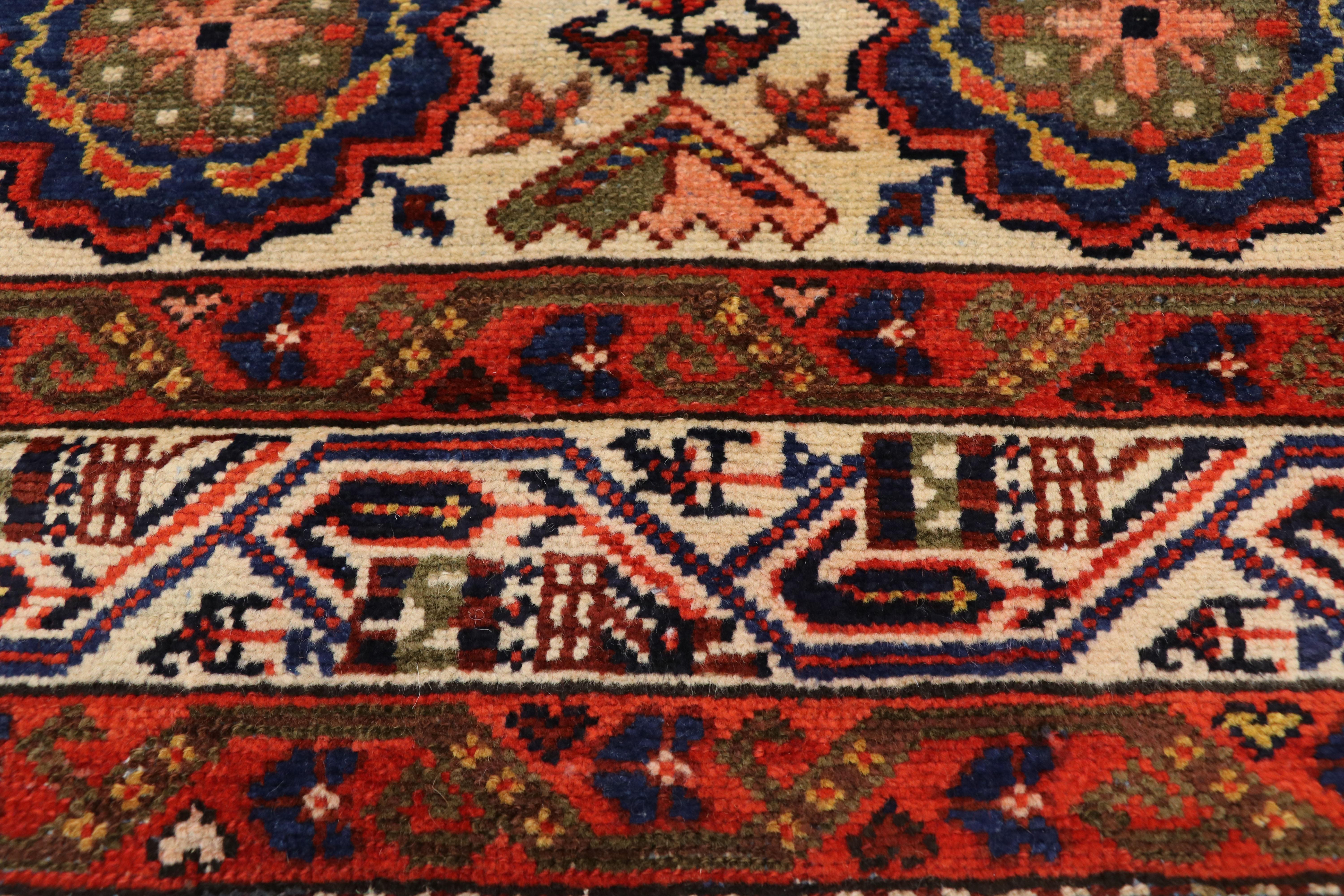 Antique Persian Malayer Runner with English Manor House Tudor Style In Good Condition For Sale In Dallas, TX