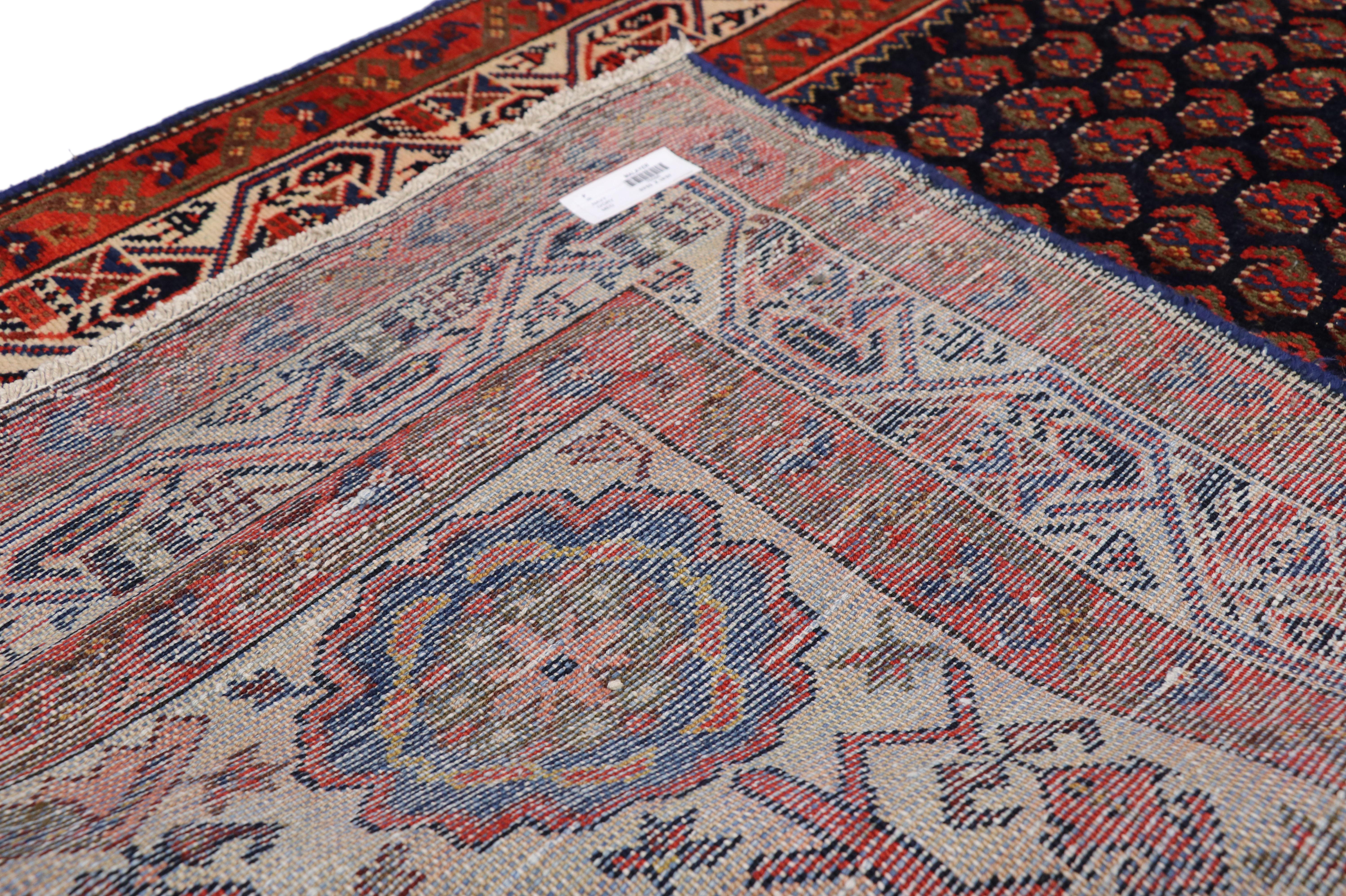 20th Century Antique Persian Malayer Runner with English Manor House Tudor Style For Sale