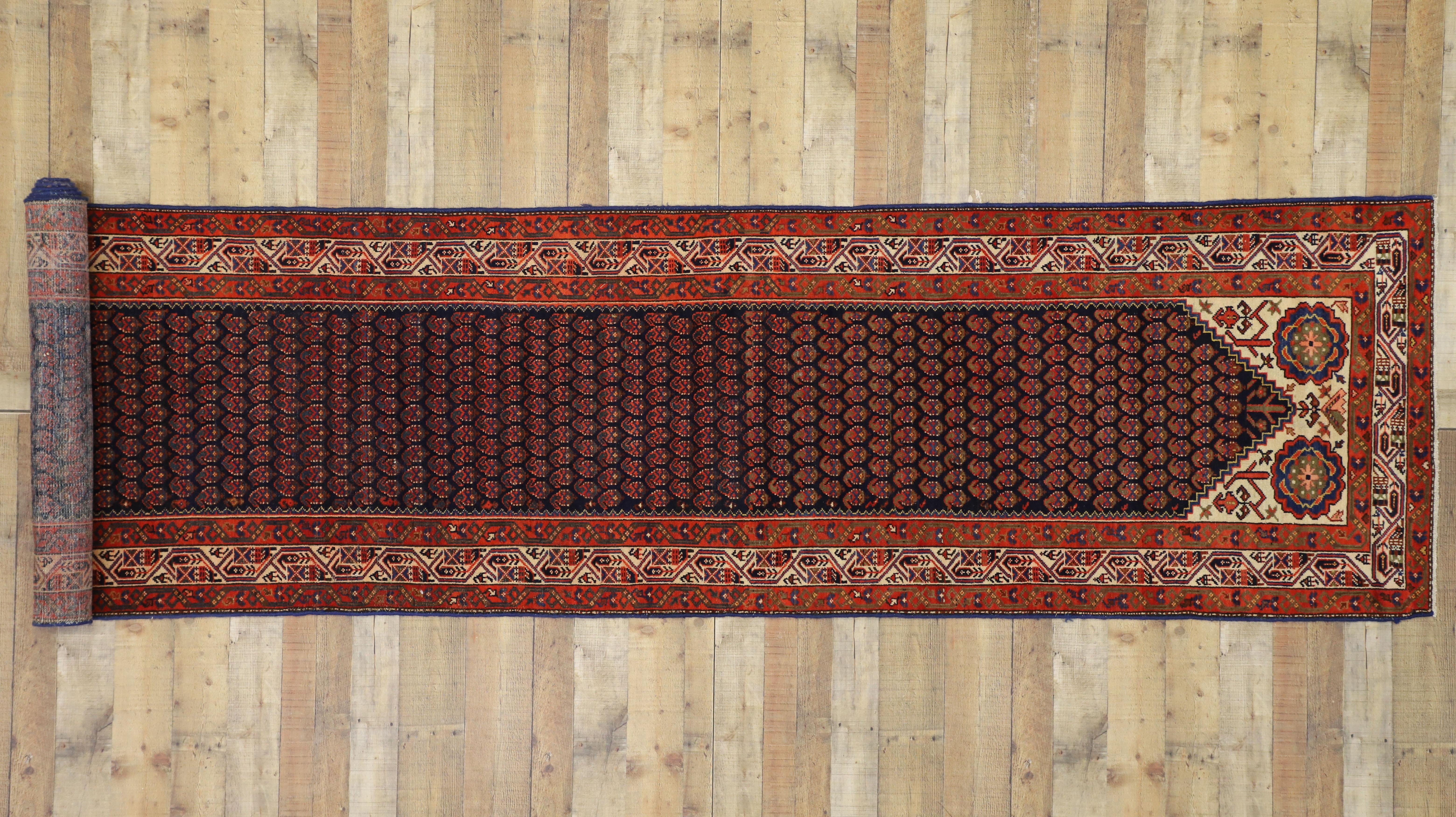 Antique Persian Malayer Runner with English Manor House Tudor Style For Sale 2