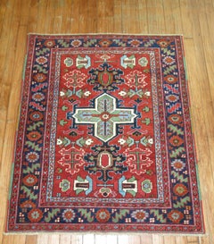 Pair of Antique Persian Serapi Heriz Square Rugs