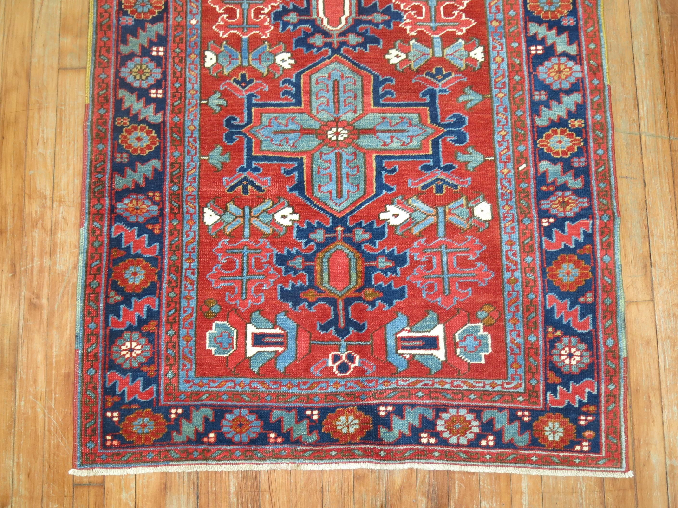 American Classical Pair of Antique Persian Serapi Heriz Square Rugs For Sale