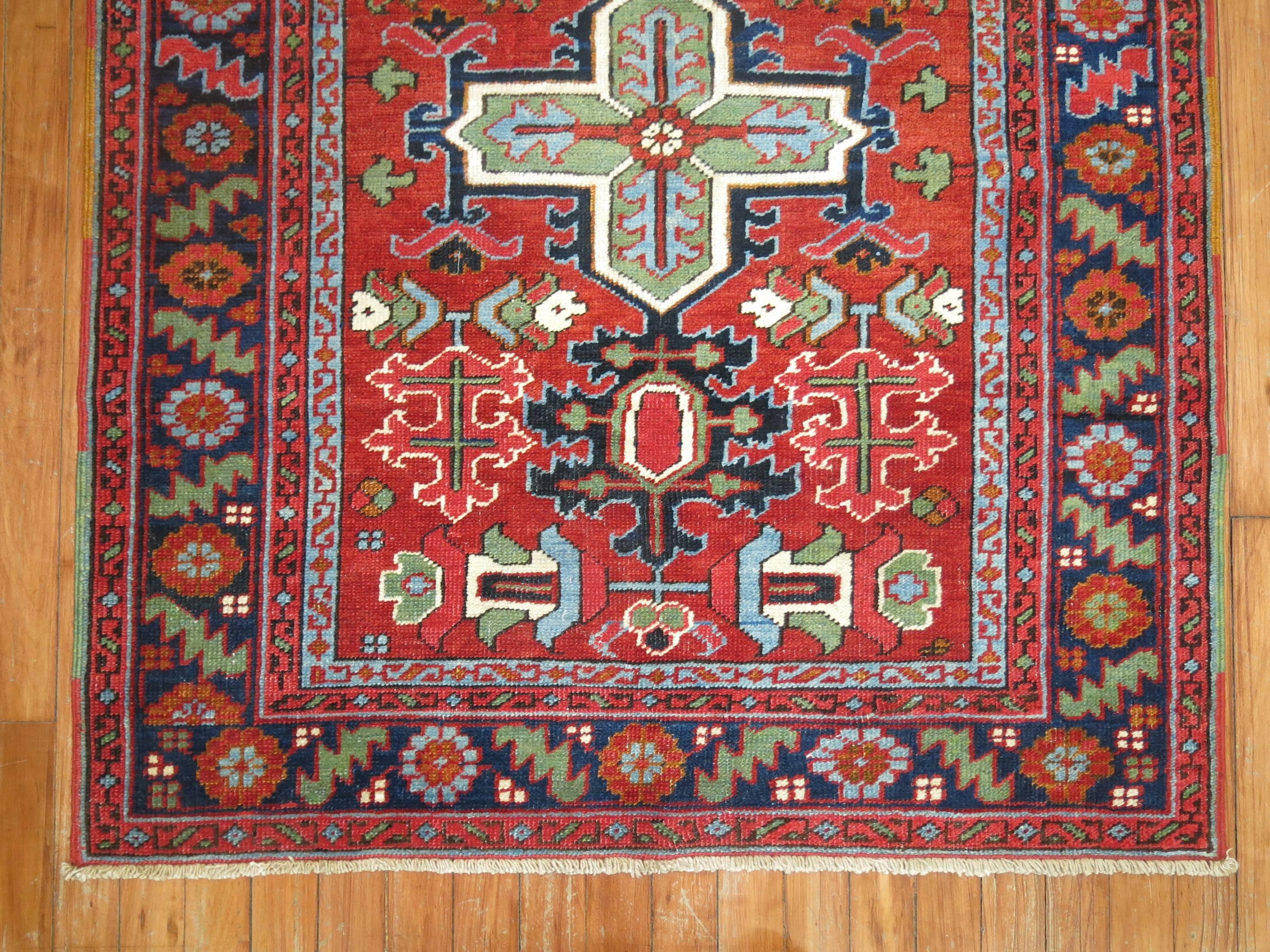 20th Century Pair of Antique Persian Serapi Heriz Square Rugs For Sale