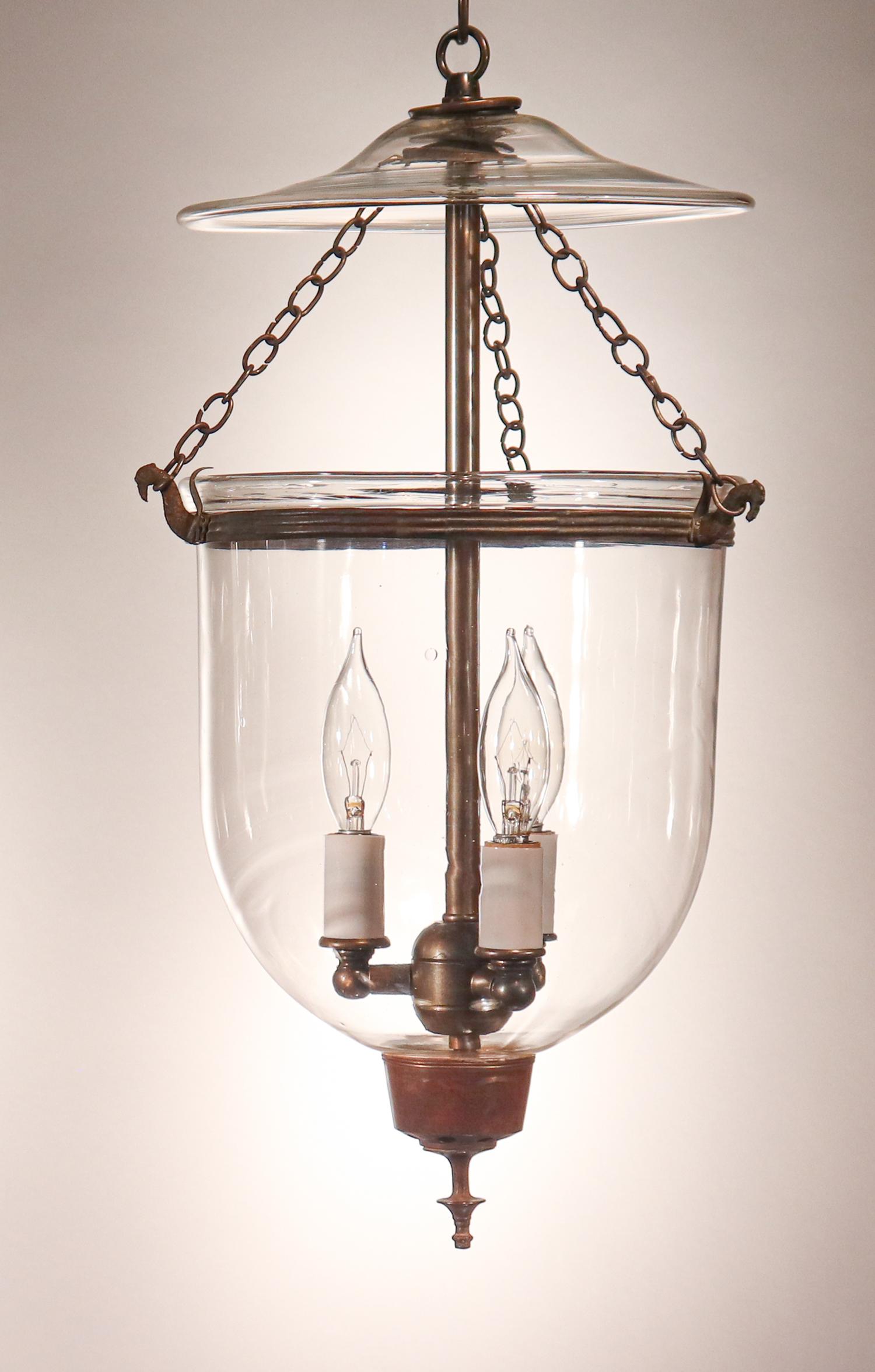 Pair of Antique Petite Bell Jar Lanterns In Good Condition In Heath, MA