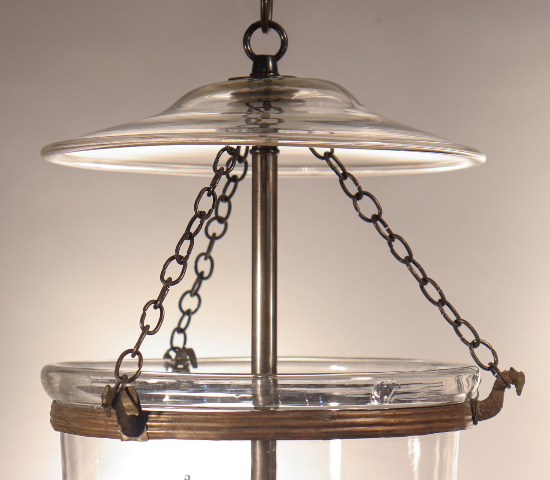 Glass Pair of Antique Petite Bell Jar Lanterns