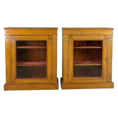 Pair of Antique Pier Cabinets, English, Walnut, Edwardian, Regency Revival