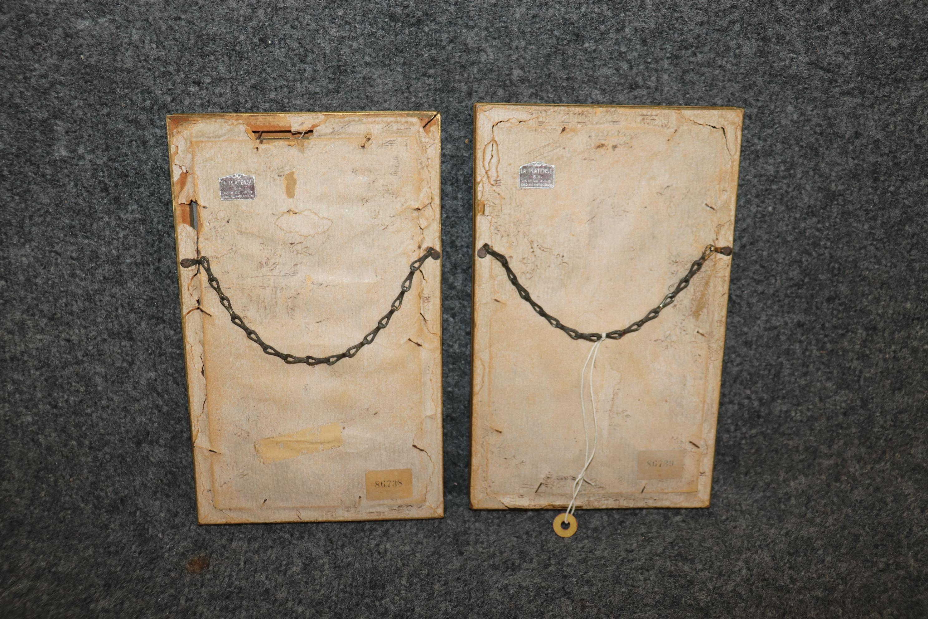 italien Paire de plaques figuratives anciennes incrustées de Pietra Dura avec cadre doré et malachite  en vente