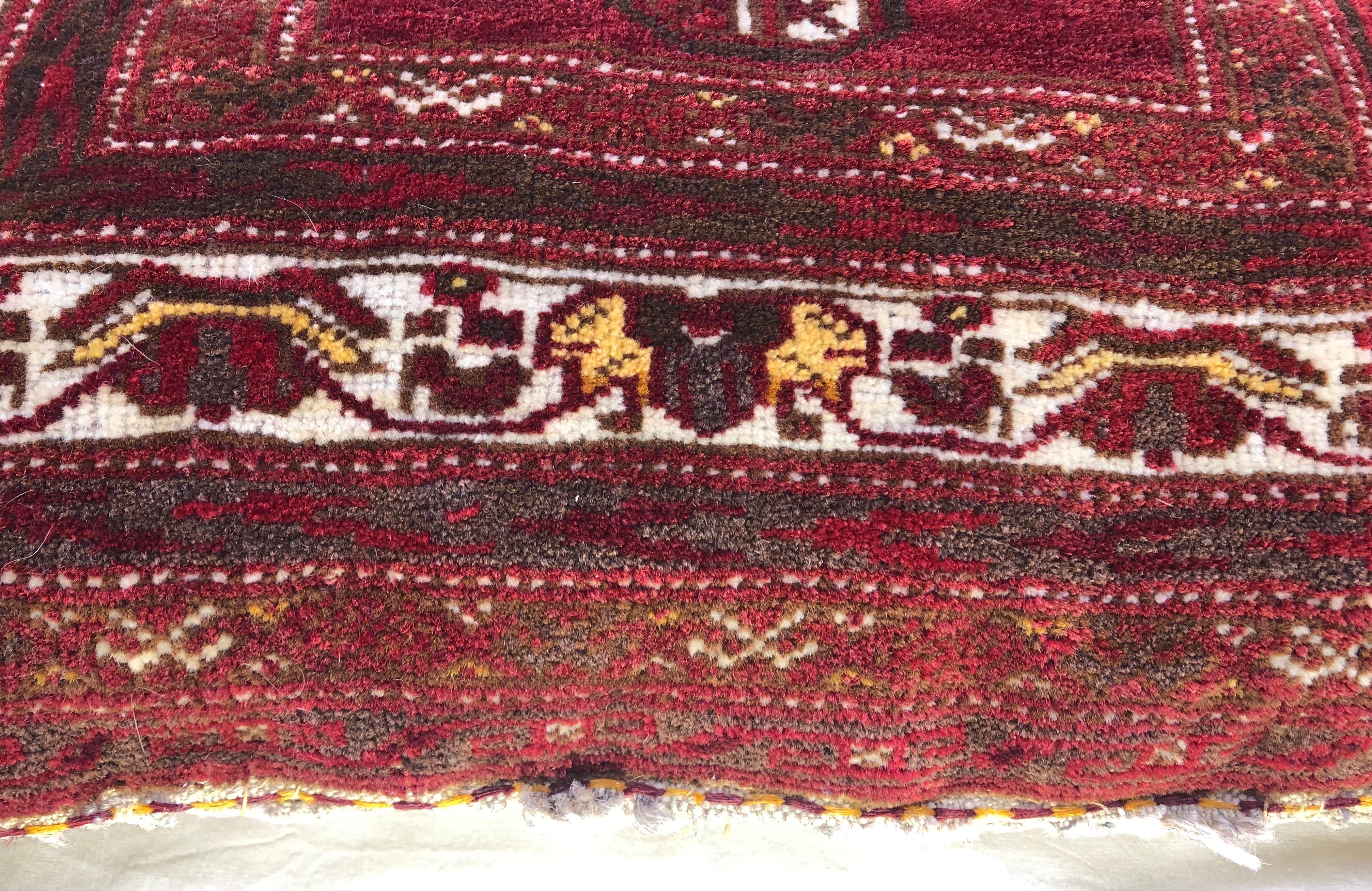 20th Century Pair of Antique Pillows Made From Vintage Rug Fragment For Sale