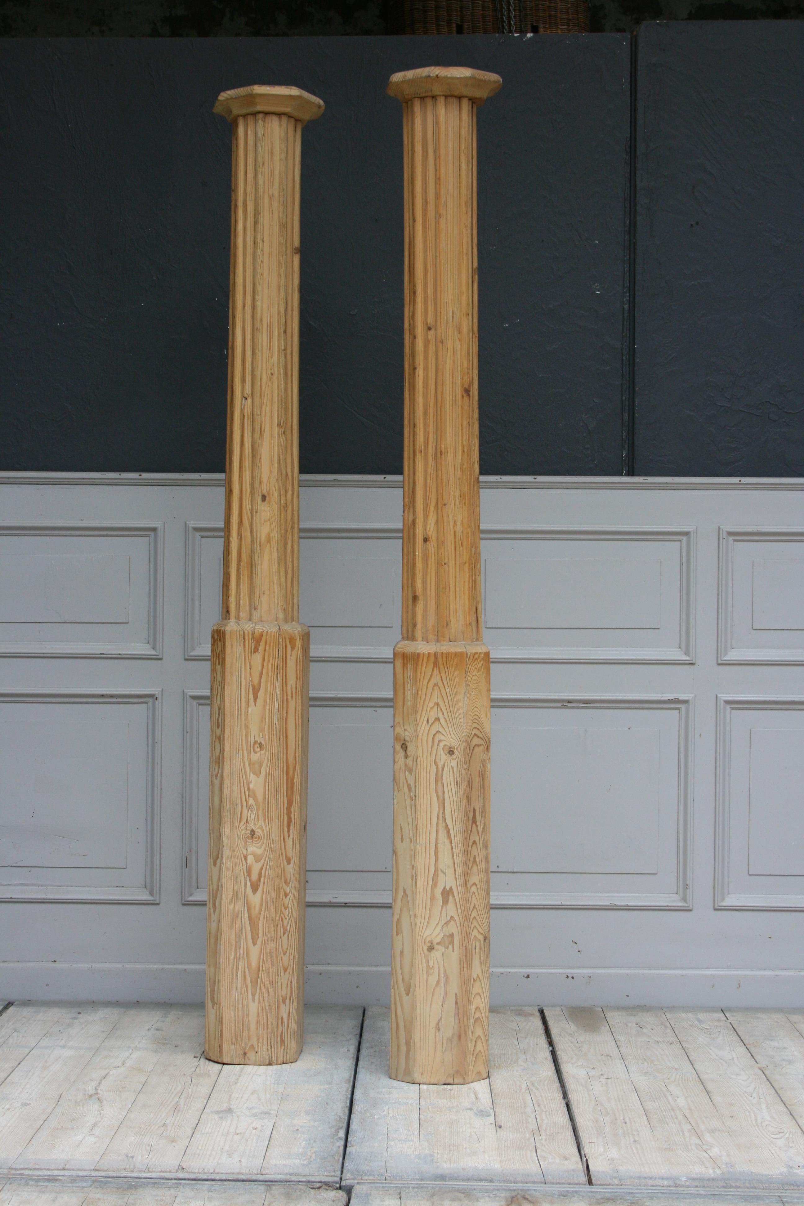 Pair of antique pine columns from a church in Southern Germany, freed of old paint. Each solid from a tree trunk (see last picture).

Dimensions:
200 cm high, / 78.74 inch high
Diameter 22 cm / 8.66 inch.