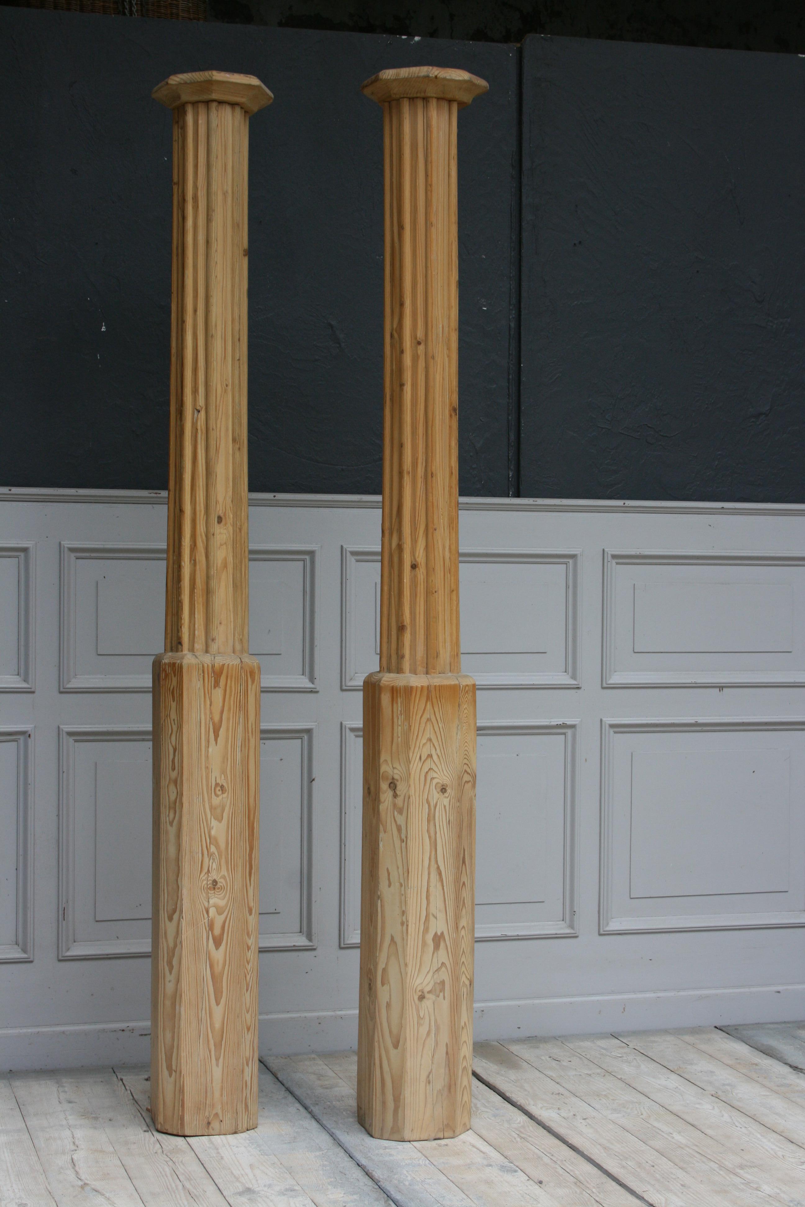 Country Pair of Antique Pine Columns, Southern Germany