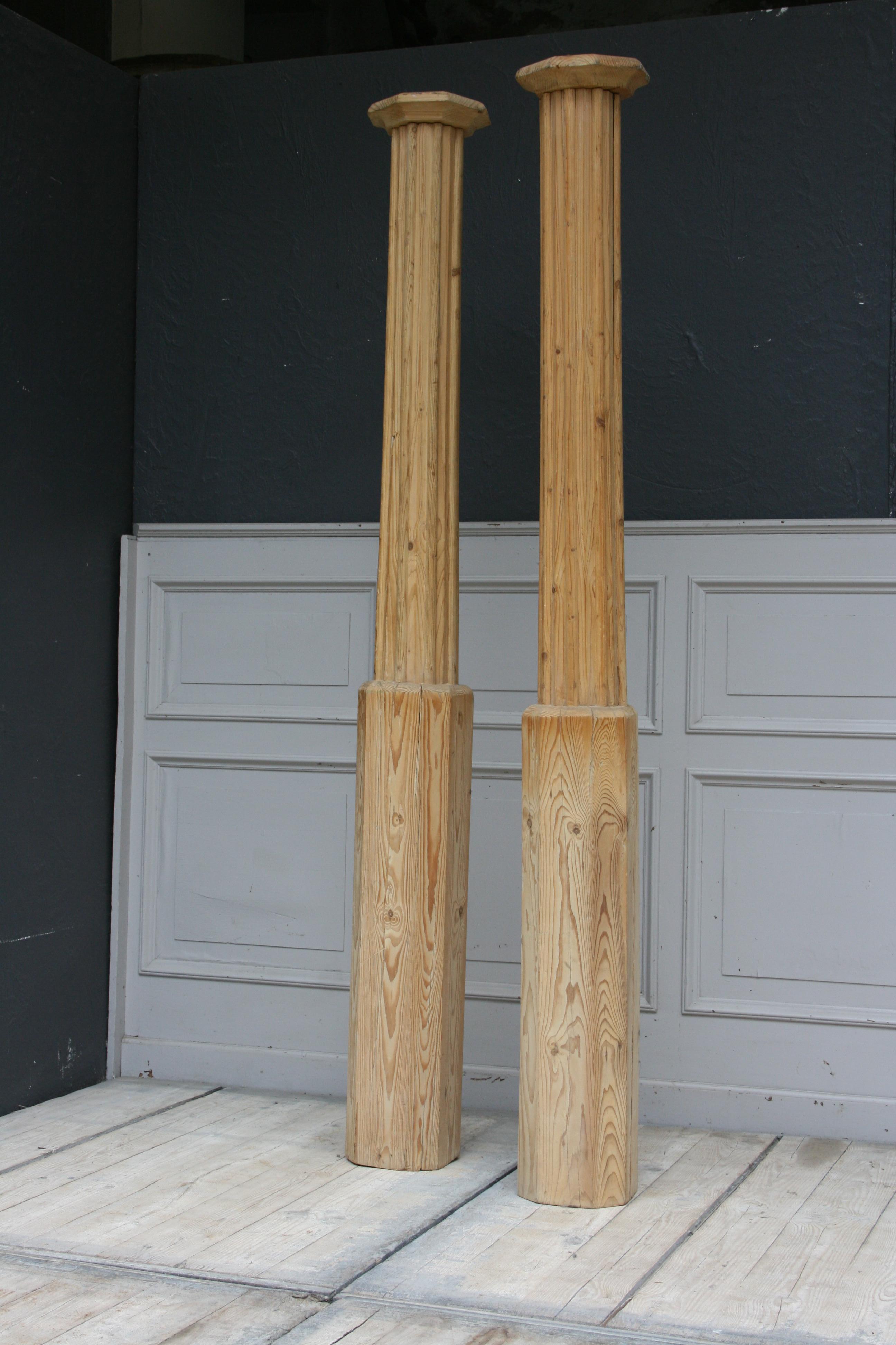 Hand-Crafted Pair of Antique Pine Columns, Southern Germany
