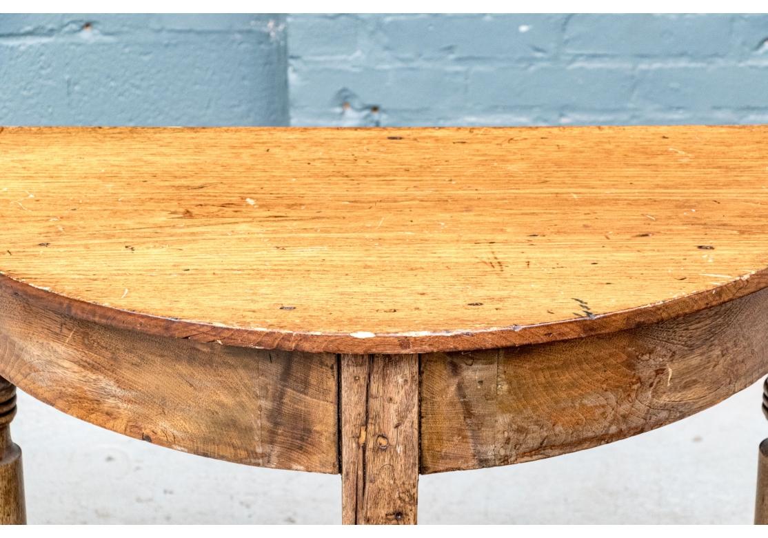 Pair Of Antique Pine Demilune Consoles in vendita 7
