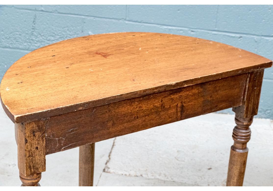 Pair Of Antique Pine Demilune Consoles in vendita 3