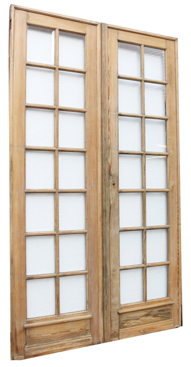 Pair of Antique Pine French Glazed Doors For Sale at 1stdibs