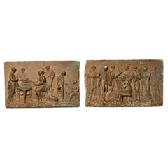 Pair of Antique Plaques Depicting Neoclassical Scenes