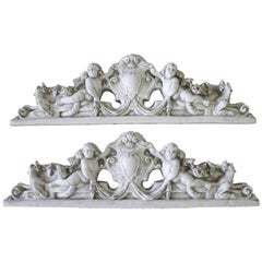 Pair of Antique Plaster Cherub Overdoors