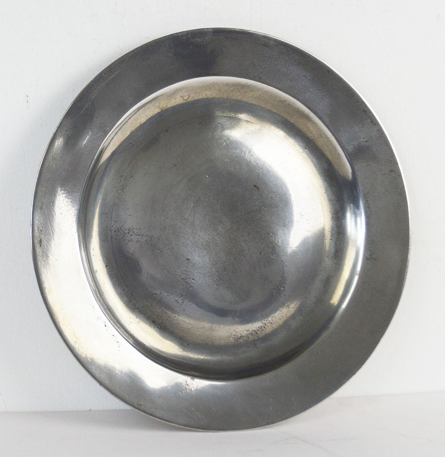 Georgian Pair of Antique Polished Pewter Plates, English, 18th Century