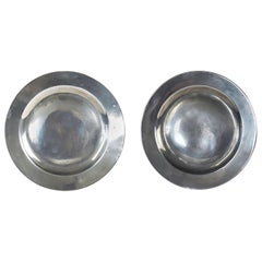 Pair of Antique Polished Pewter Plates, English, 18th Century