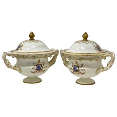 Pair of Antique Porcelain Creamware Tureens, circa 1920