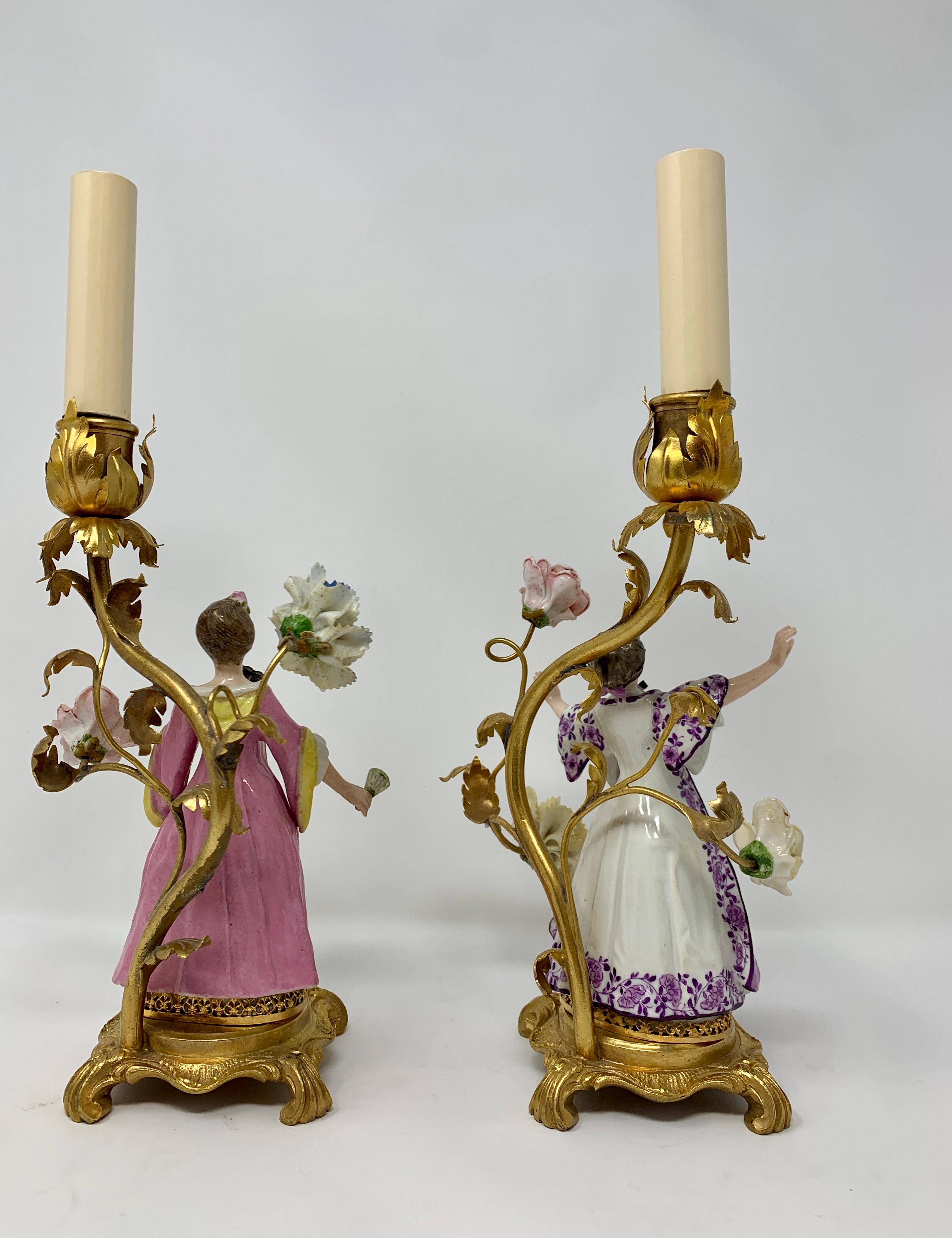 Pair of Antique Porcelain Figurine Candlesticks 2