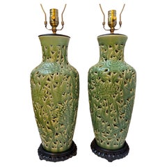 Pair of Antique Porcelain Lamps