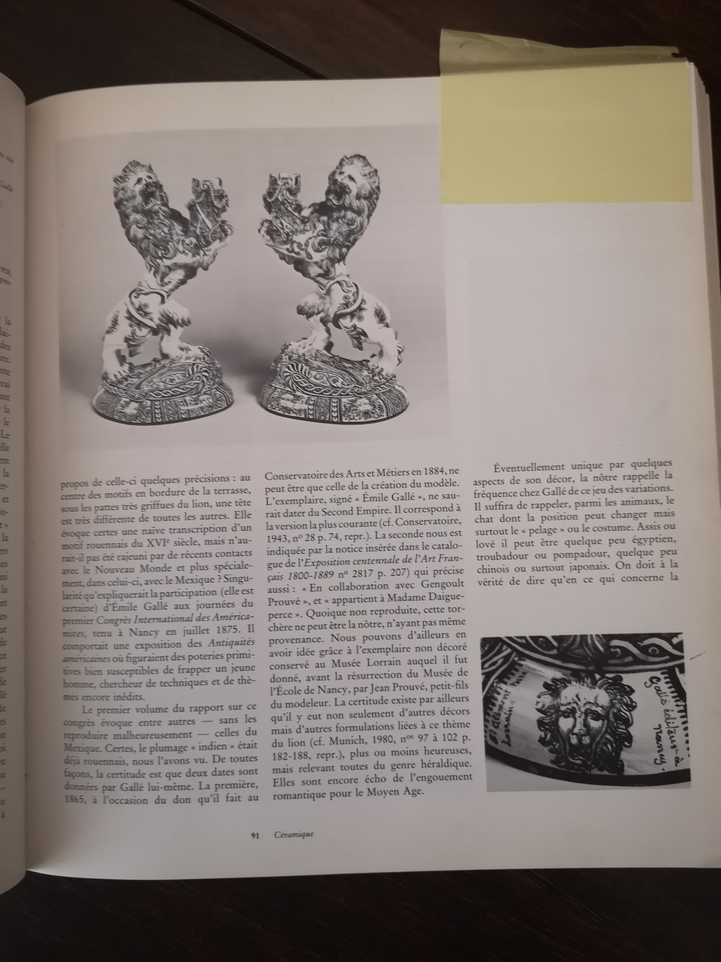  Paar antike Löwen-Kerzenständer aus Porzellan von Emile Gallé im Angebot 7